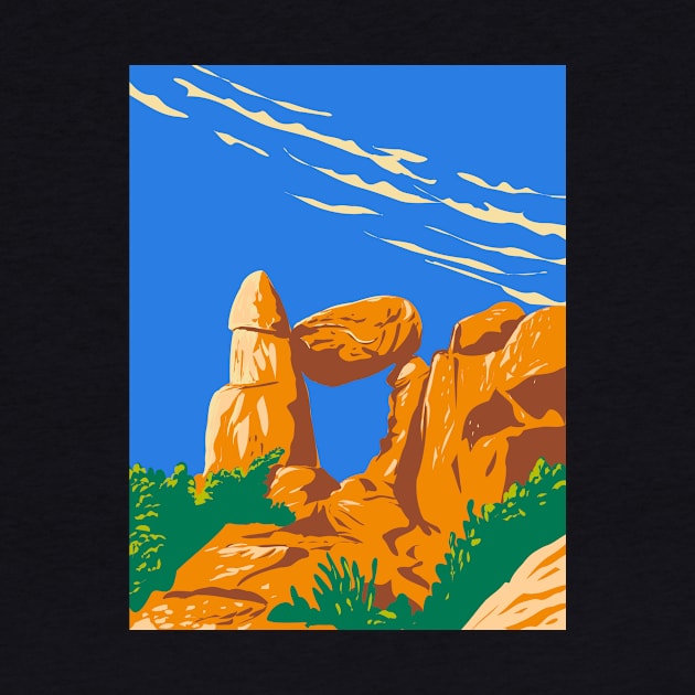 Balanced Rock near Big Bend National Park Texas USA WPA Poster Art by patrimonio